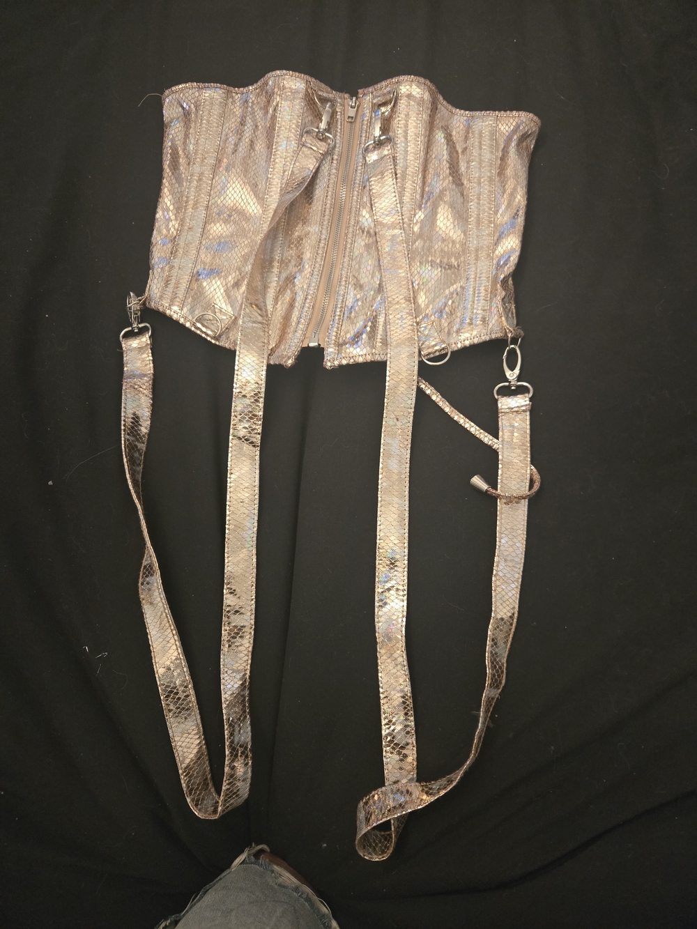 AKIRA Gold Snake-Effect Corset Top